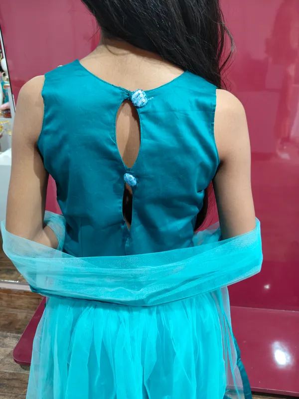 Green_And_Blue_Net_Satin_Lehenga_Choli_Set_For_Girls