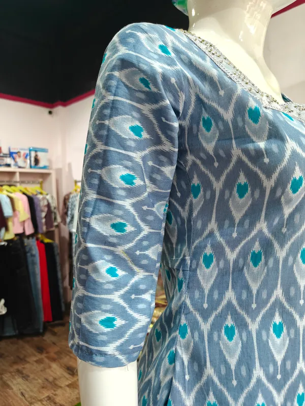 Blue_Cotton_Polyester_Blend_Printed_Straight_Kurta_Set_For_Women