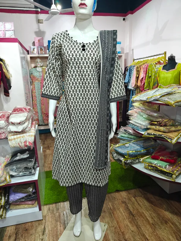 White_Cotton_Printed_Straight_Kurta_Set_For_Women