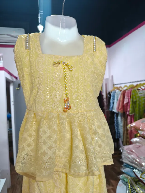 Yellow_Cotton_Lace_Peplum_Top_And_Trouser_Set_For_Girls