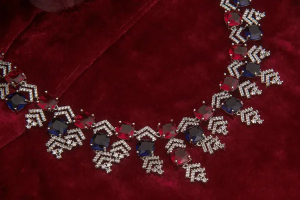 Red_Blue_Necklace_Set_Brass__For_Women