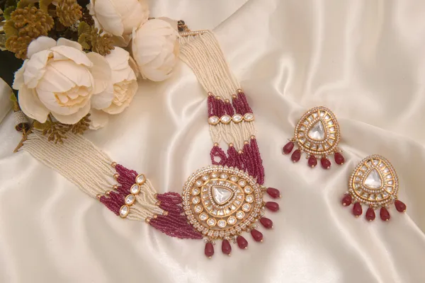 Maroon_necklace_set_Brass__For_Women