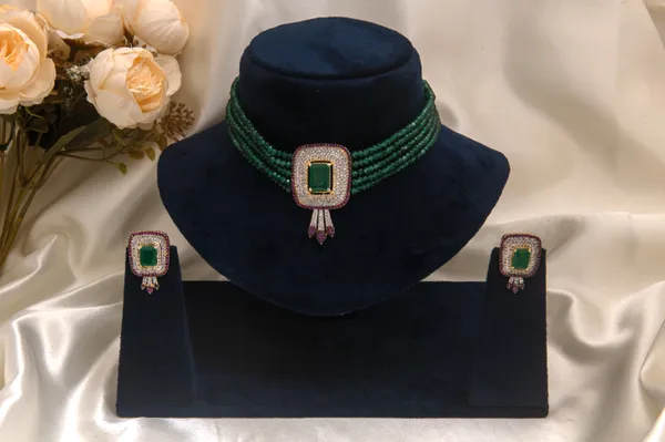Green_necklace_set_Brass__For_Women