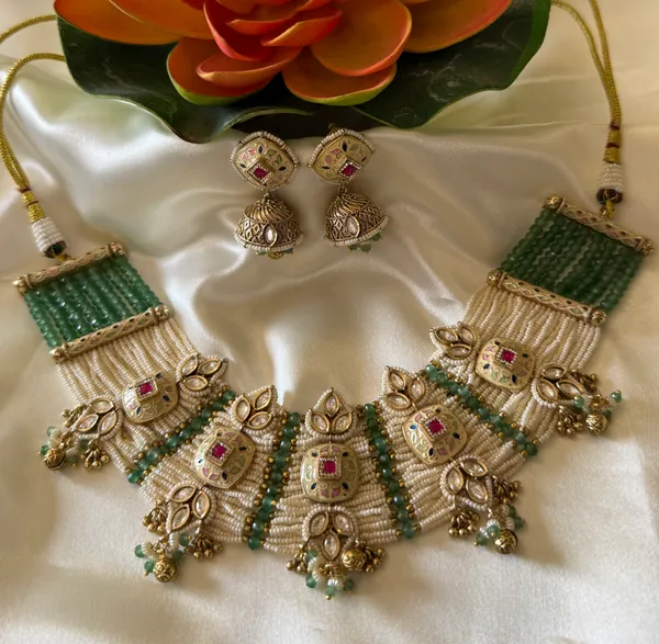 Green_Necklace_Set_Brass__For_Women