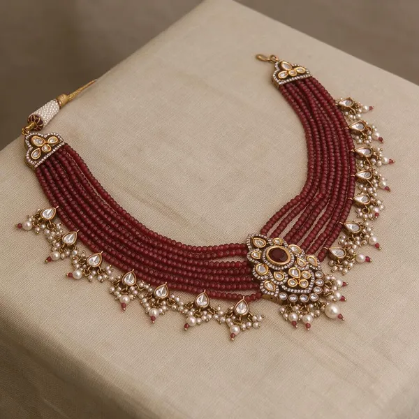 Maroon_Necklace_Set_Brass__For_Women