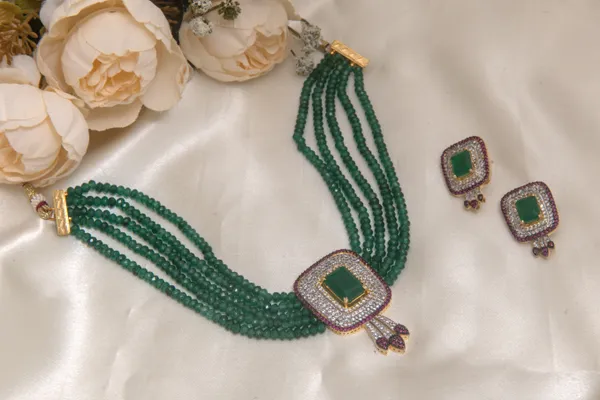 Green_necklace_set_Brass__For_Women