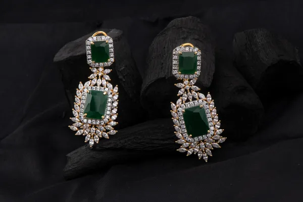 Green_Earrings_Brass__For_Women