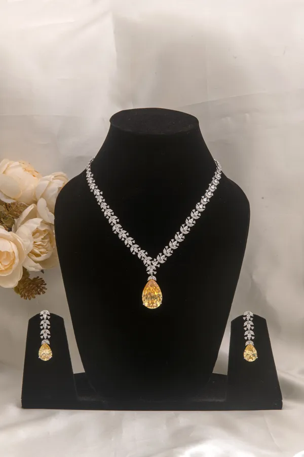 Silver_necklace_set_Brass__For_Women