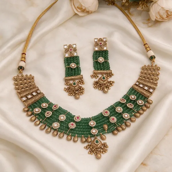 Green_necklace_set_Brass__For_Women