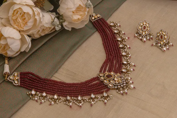 Maroon_Necklace_Set_Brass__For_Women