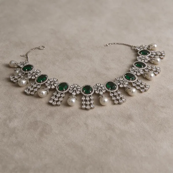 Silver_Necklace_Set_Brass__For_Women