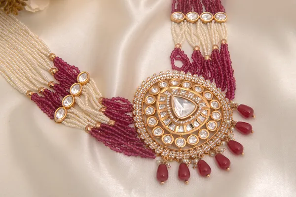 Maroon_necklace_set_Brass__For_Women