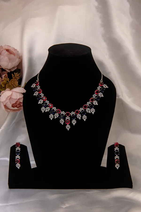 Red_Blue_Necklace_Set_Brass__For_Women