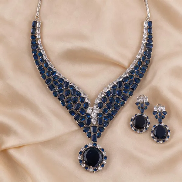 Silver_necklace_set_Brass__For_Women