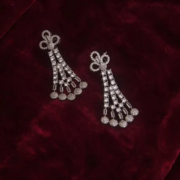 Silver_Necklace_And_Earrings_Set_Brass__For_Women