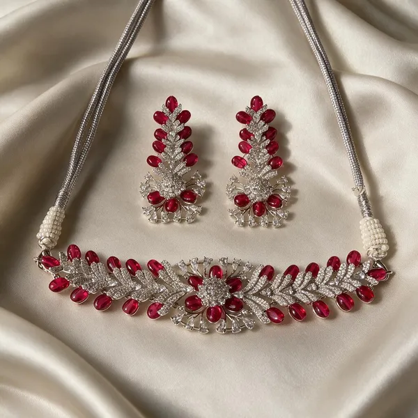 Silver_Necklace_Set_Brass__For_Women