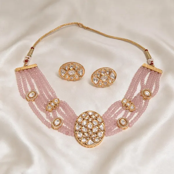 Pink_necklace_set_Brass__For_Women