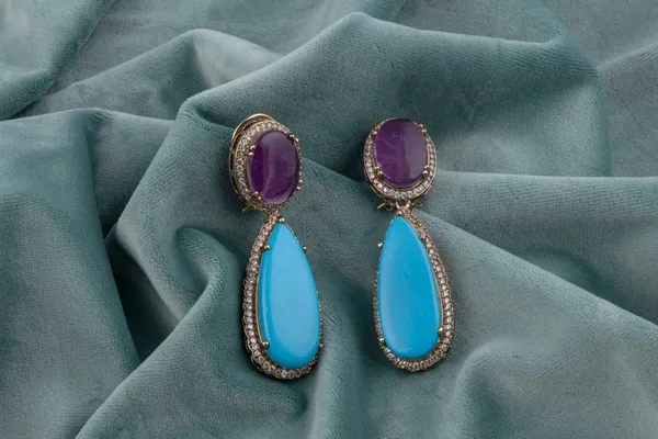 Purple_Earrings_Brass__For_Women