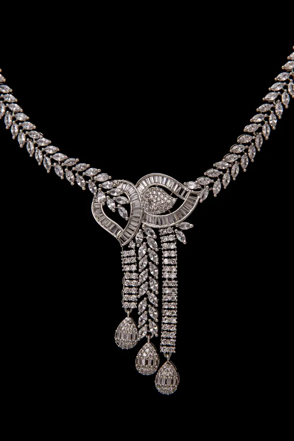 Silver_Necklace_Set_Brass__For_Women