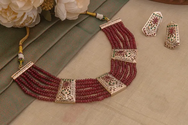 Maroon_Necklace_Set_Brass__For_Women
