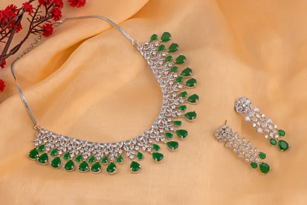 Silver_necklace_set_Brass__For_Women