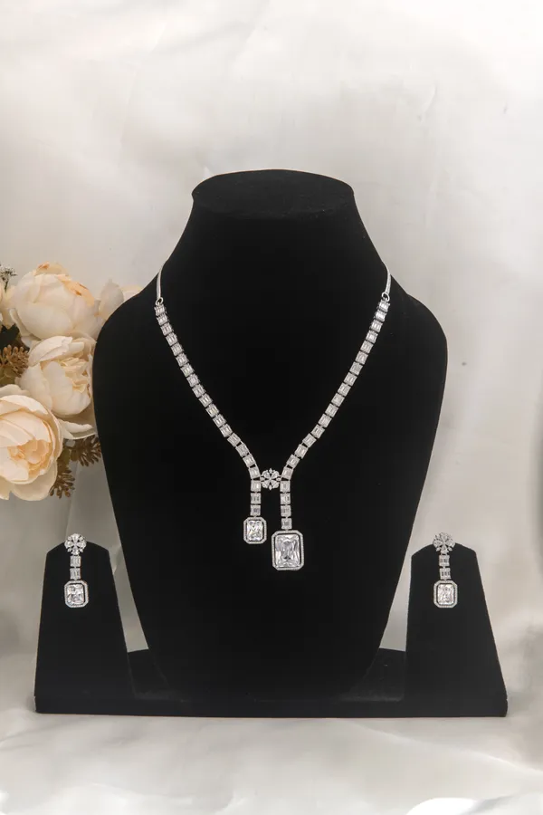 Silver_necklace_set_Brass__For_Women