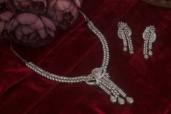 Silver_Necklace_Set_Brass__For_Women