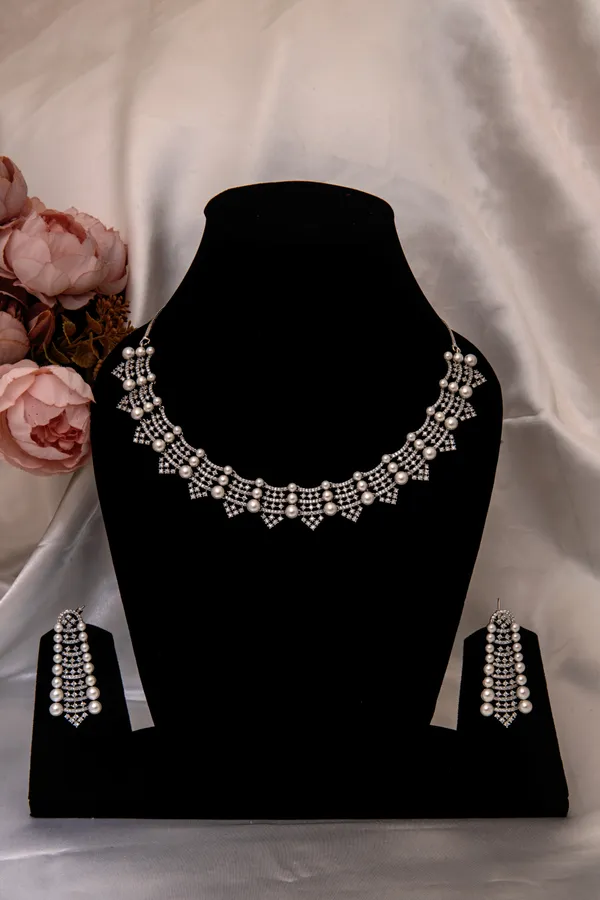 Silver_Necklace_Set_Brass__For_Women