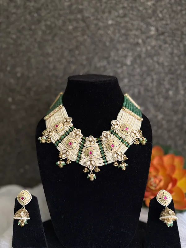 Green_Necklace_Set_Brass__For_Women
