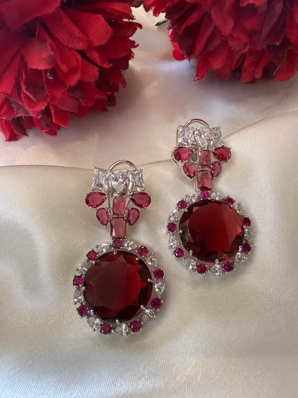 Red_Necklace_And_Earrings_Set_Brass__For_Women