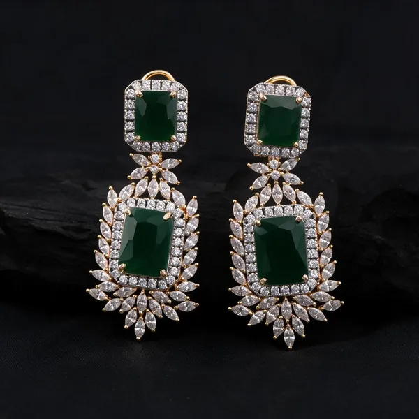 Green_Earrings_Brass__For_Women