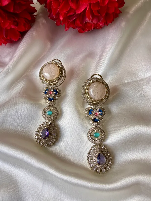 Silver_Necklace_And_Earrings_Set_Brass__For_Women