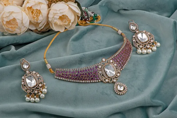 Silver_necklace_set_Brass__For_Women