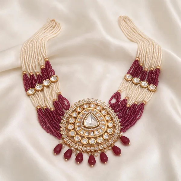 Maroon_necklace_set_Brass__For_Women