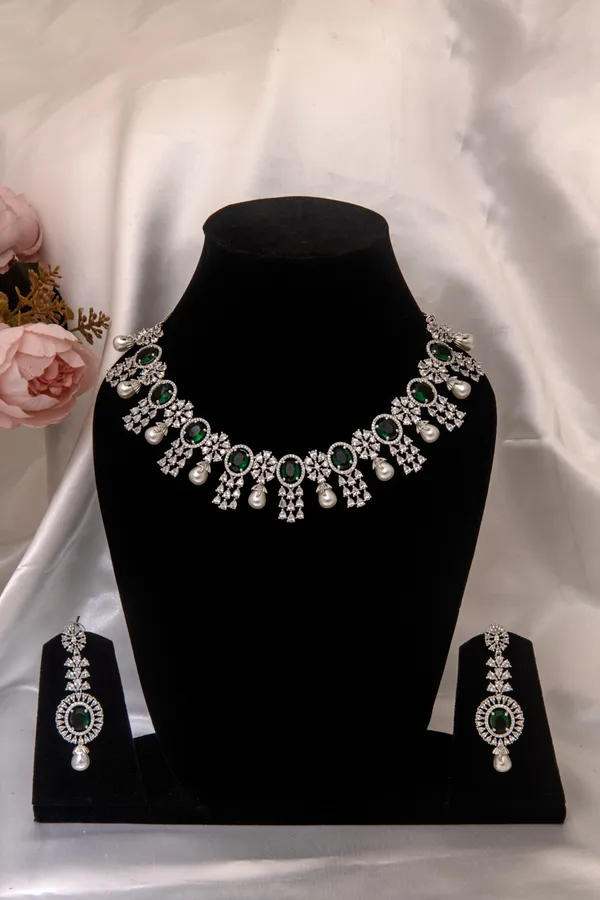Silver_Necklace_Set_Brass__For_Women