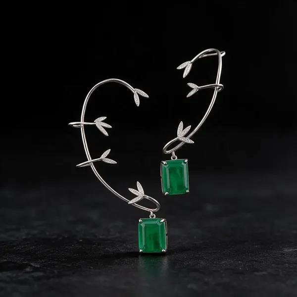 Green_Earrings_Brass__For_Women