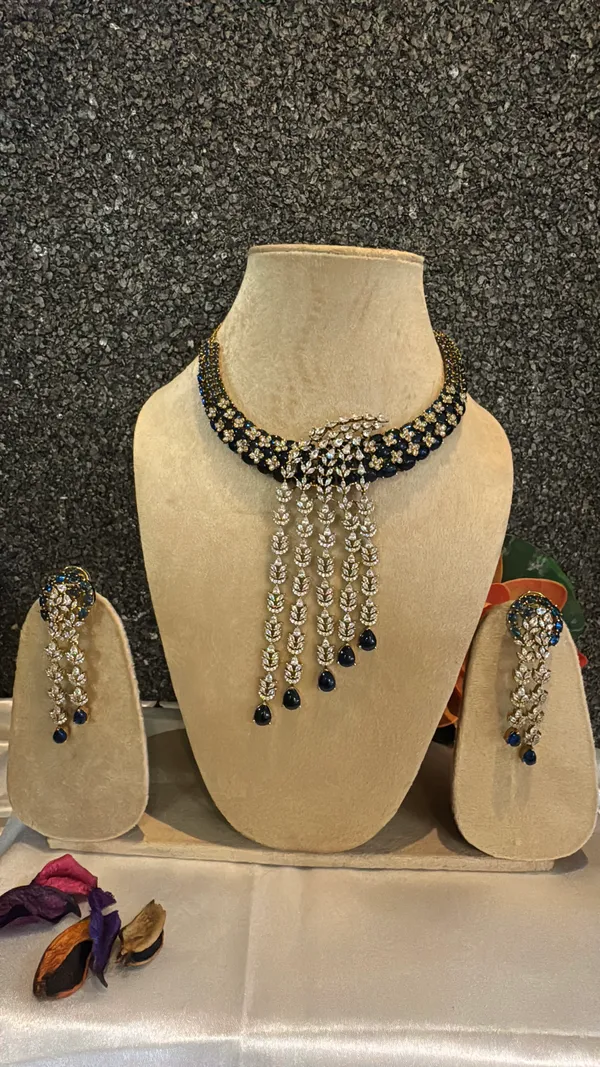 Gold_polished_Necklace_And_Earrings_Set_Brass__For_Women