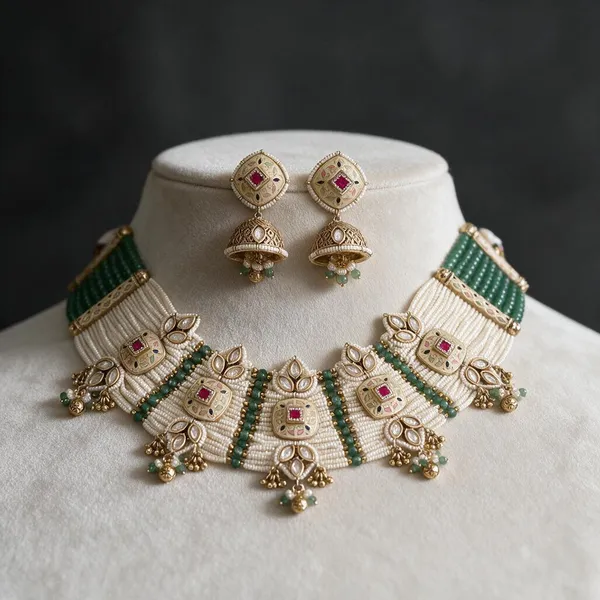 Green_Necklace_Set_Brass__For_Women