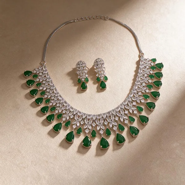 Silver_necklace_set_Brass__For_Women
