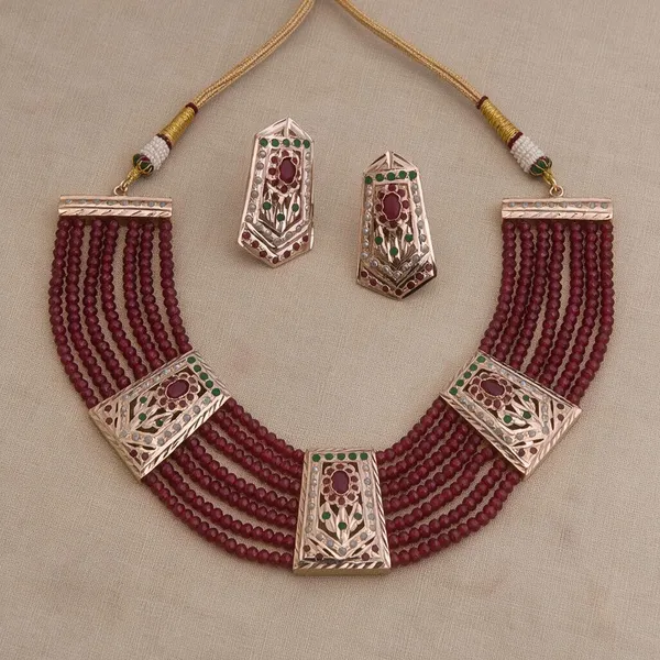 Maroon_Necklace_Set_Brass__For_Women