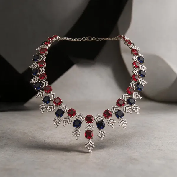 Red_Blue_Necklace_Set_Brass__For_Women