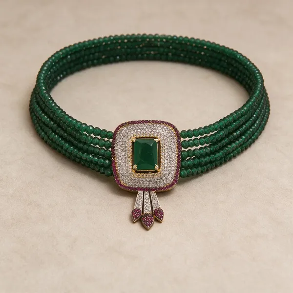 Green_necklace_set_Brass__For_Women