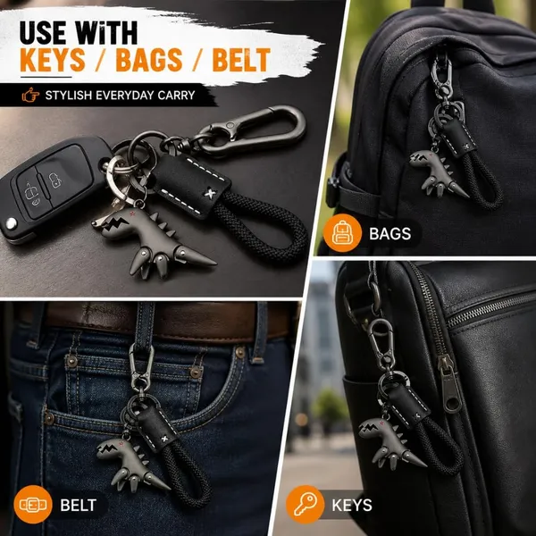 Dinosaur_Leather_Keychain_With_Metal_Clip