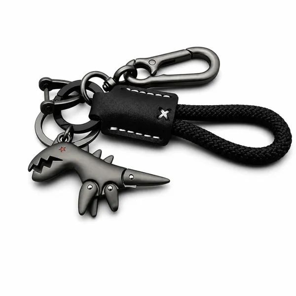 Dinosaur_Leather_Keychain_With_Metal_Clip