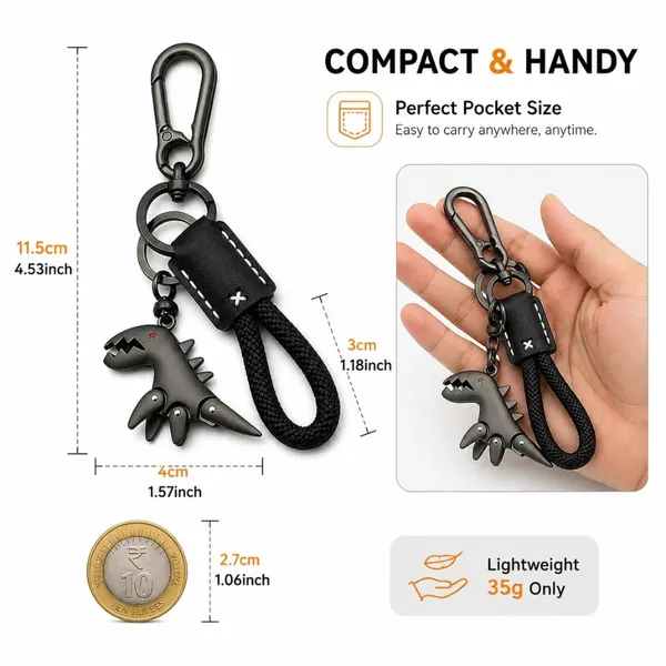 Dinosaur_Leather_Keychain_With_Metal_Clip
