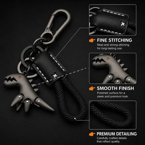 Dinosaur_Leather_Keychain_With_Metal_Clip