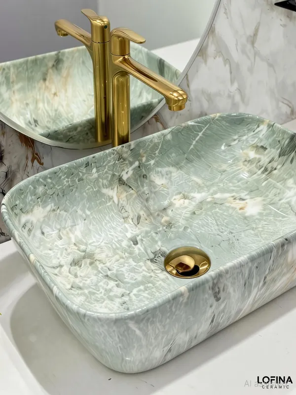 Mottled_Green_Glossy_Rectangle_Table_Top_Ceramic_Wash_Basin