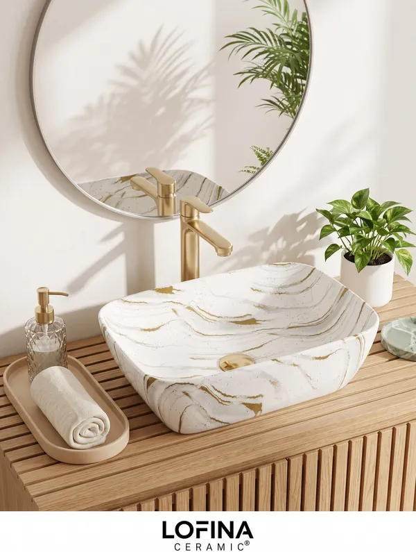 White_And_Brown_Glossy_Rectangle_Table_Top_Ceramic_Wash_Basin