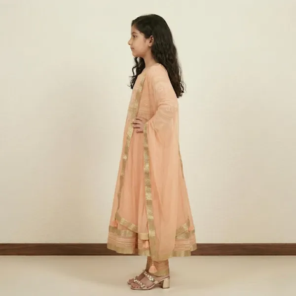 Peach_Printed_Kids_Georgette_Ethnic_Set_Lightweight_Festive_Traditional_Wear
