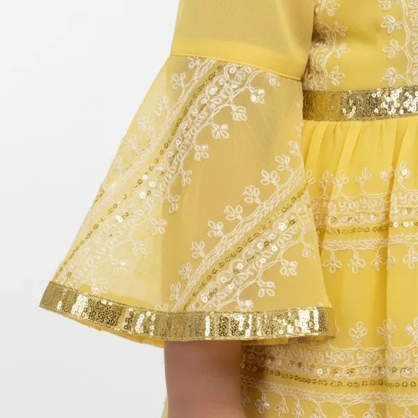 Yellow_Printed_Kids_Georgette_Ethnic_Set_Lightweight_Festive_Traditional_Wear